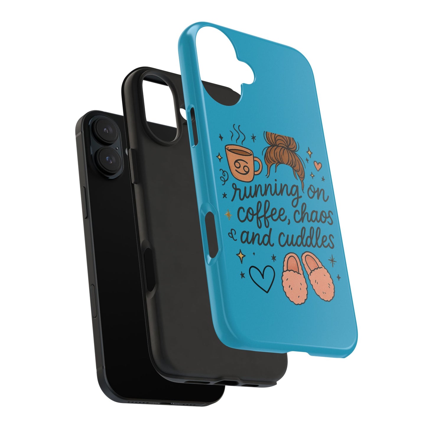 Cute Coffee Chaos Phone Case - Running on Coffee, Chaos & Cuddles, Stylish Tough Case for Coffee Lovers, Gift for Friends, Cute Phone Cover