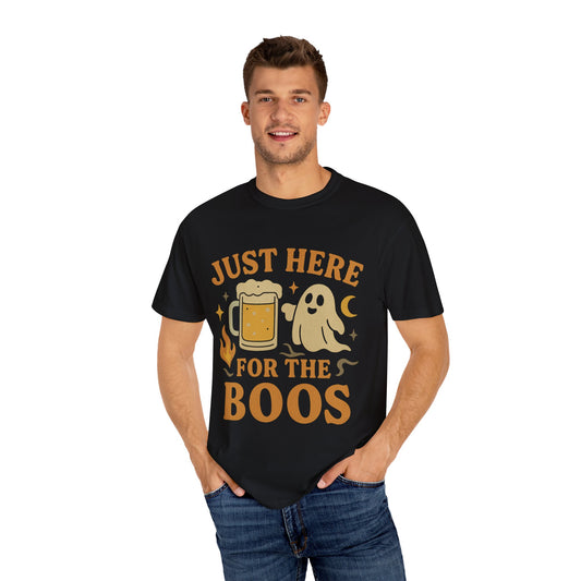 Halloween Party Comfort Colors T-Shirt, Unisex Garment-Dyed Tee, Just Here for the Boos, Fall Celebrations, Fun Gift Idea
