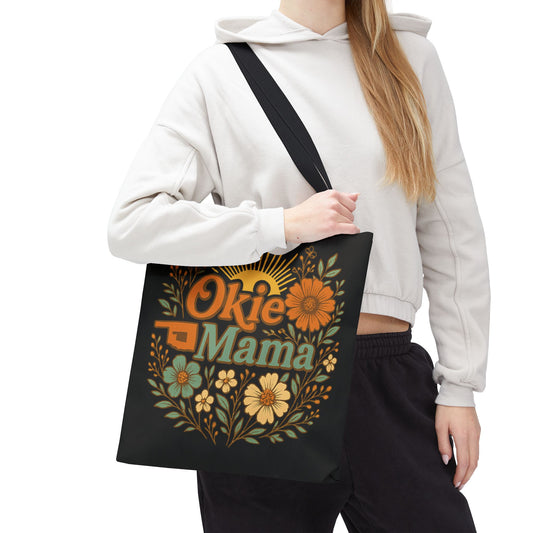 Okie Mama Tote Bag - Floral Design, Gift for Moms, Eco-Friendly Shopper, Vintage Style, Casual Weekend Carryall