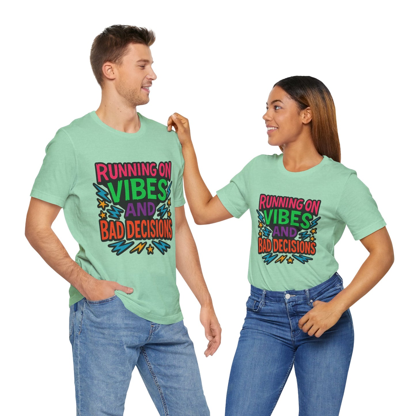 Vibes & Decisions Tee, Unisex Graphic T-Shirt, Trendy Casual Wear, Gift for Friends, Summer Style, Fun Tee for Parties