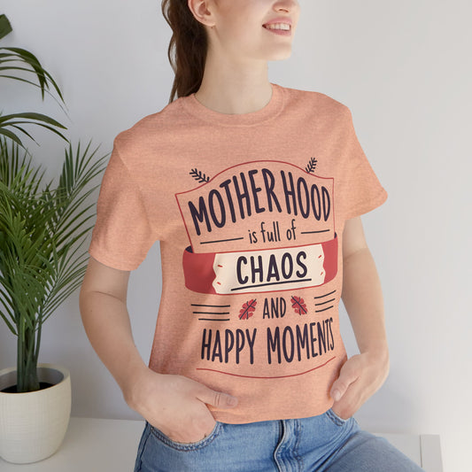 Motherhood Chaos Short Sleeve Tee, Funny Mom T-Shirt, Gift for Moms, Parenting Humor Shirt, Casual Wear, Mother's Day Gift