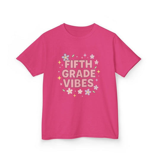 Fifth Grade Vibes Kids Tee, Fun Youth T-Shirt, Back to School Apparel, Flower Power Tee, Casual Summer Shirt, Gift for Kids
