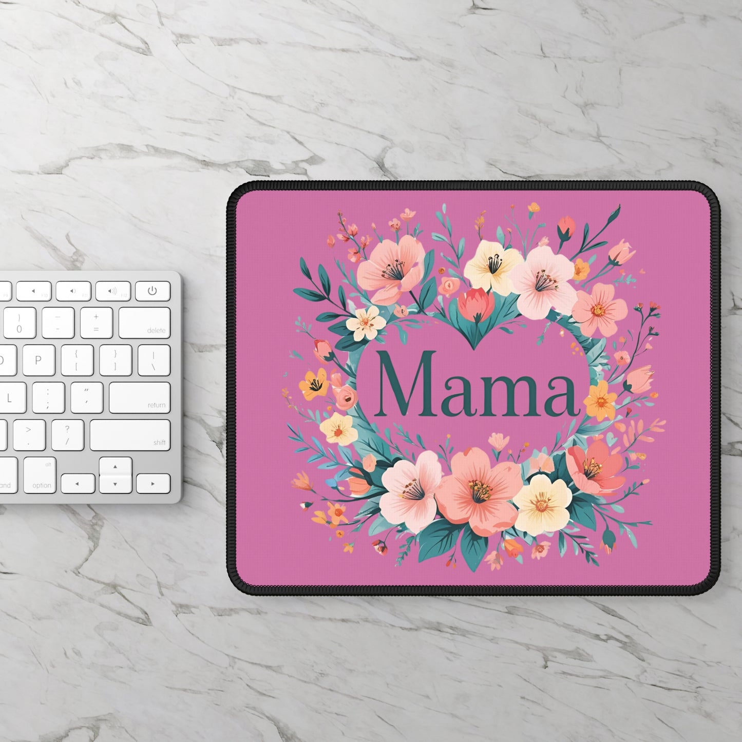 Floral Mama Gaming Mouse Pad - Cute Desk Accessory for Moms, Gamer Gifts, Mom Appreciation, Office Decor, Mother's Day, Floral Mousepad