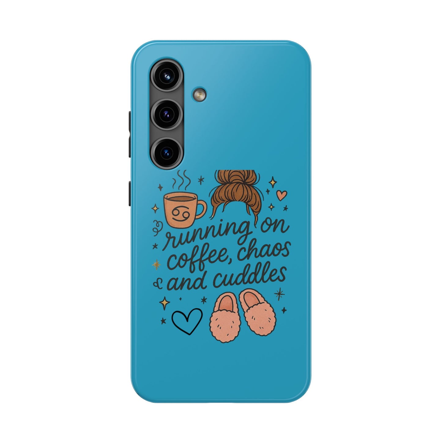 Cute Coffee Chaos Phone Case - Running on Coffee, Chaos & Cuddles, Stylish Tough Case for Coffee Lovers, Gift for Friends, Cute Phone Cover