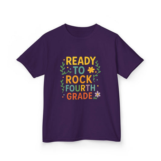Ready to Rock Fourth Grade Kids Heavy Cotton Tee, Back to School Shirt, Toddler T-Shirt, Birthday Gift, Cute Kids Clothing