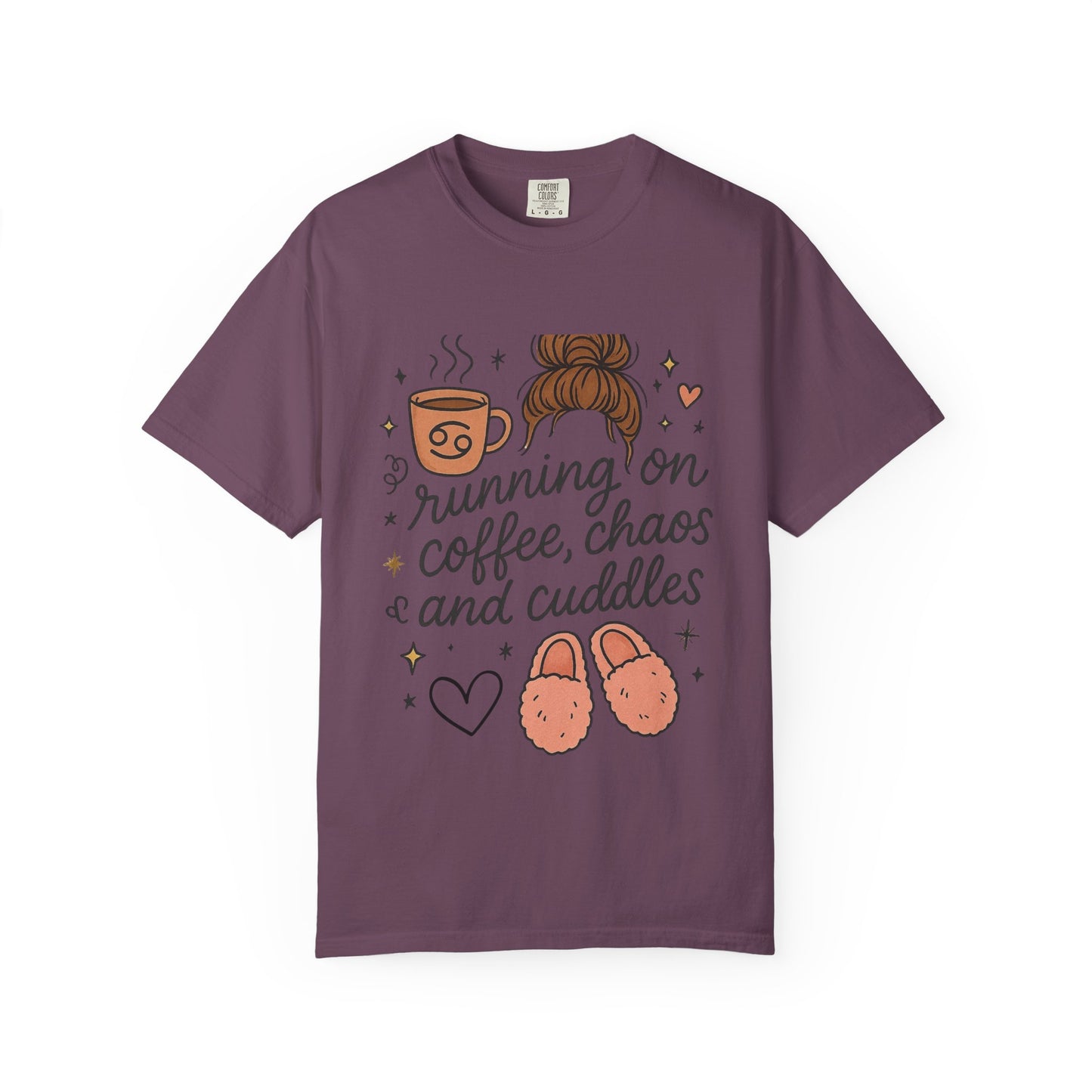 Cozy Quote T-Shirt, Running On Coffee Shirt, Gifts for Her, Funny Tee, Relaxed Fit Top, Mothers Day Gift