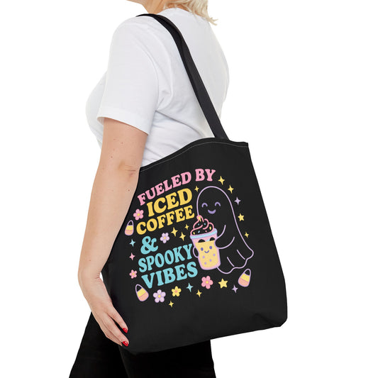 Spooky Vibes Tote Bag - Iced Coffee Lover's Accessory, Shopping Bag, Gift, Halloween Decor, Beach Bag, Everyday Use