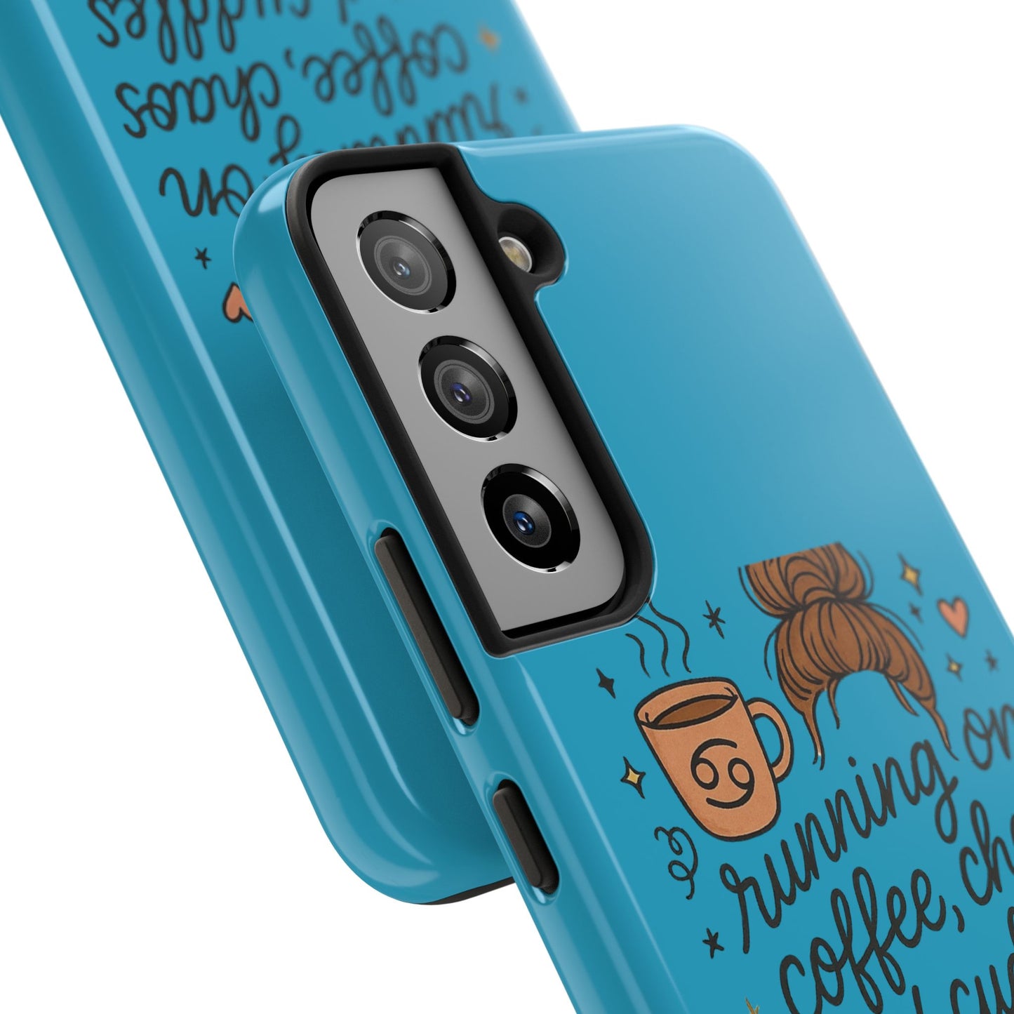 Cute Coffee Chaos Phone Case - Running on Coffee, Chaos & Cuddles, Stylish Tough Case for Coffee Lovers, Gift for Friends, Cute Phone Cover