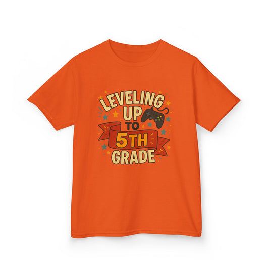 Kids Graduation Tee, Level Up to 5th Grade Shirt, Back to School Gift, Fun Class Celebration Top, Children's Achievement T-Shirt