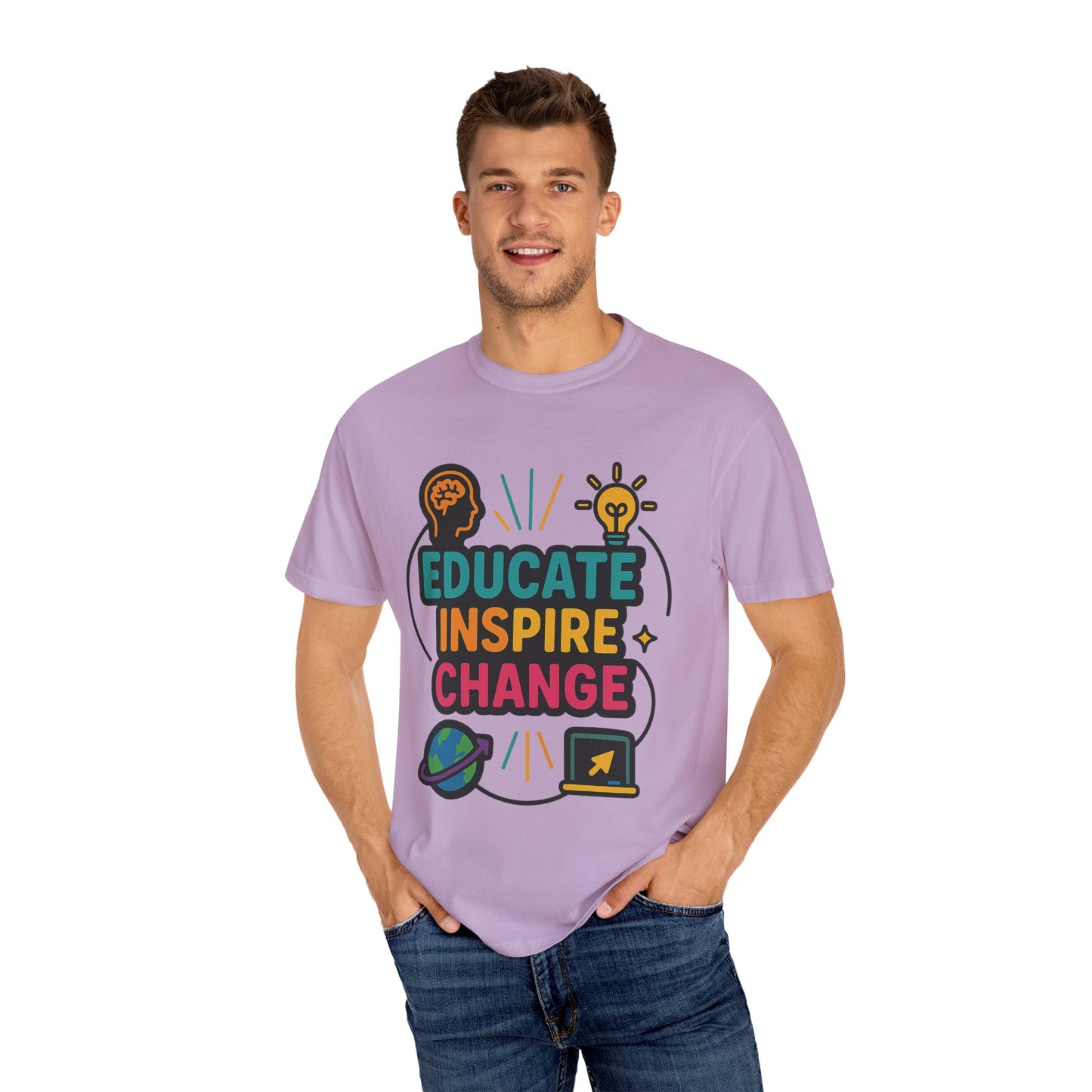Inspire Change Comfort Colors T-Shirt, Motivational Tee, Educate Inspire Change Shirt, Unisex Graphic Tee, Gift for Teachers, Educational Apparel