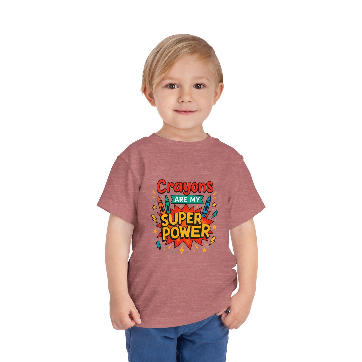 Toddler Super Power Tee, Kids' T-Shirt, Crayon Design, Gift for Preschoolers, Fun Summer Outfit, Birthday Gift Idea