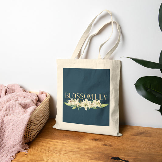 Blossom Lily Cotton Canvas Tote Bag, Floral Grocery Bag, Eco-Friendly Tote, Spring Gift, Reusable Shopping Bag, Cute Work Bag