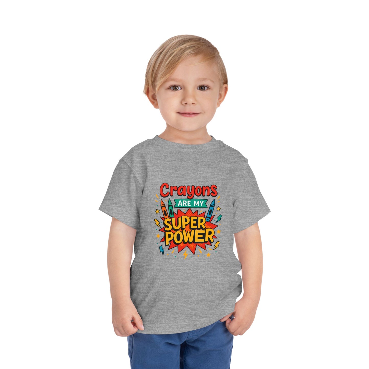 Toddler Super Power Tee, Kids' T-Shirt, Crayon Design, Gift for Preschoolers, Fun Summer Outfit, Birthday Gift Idea