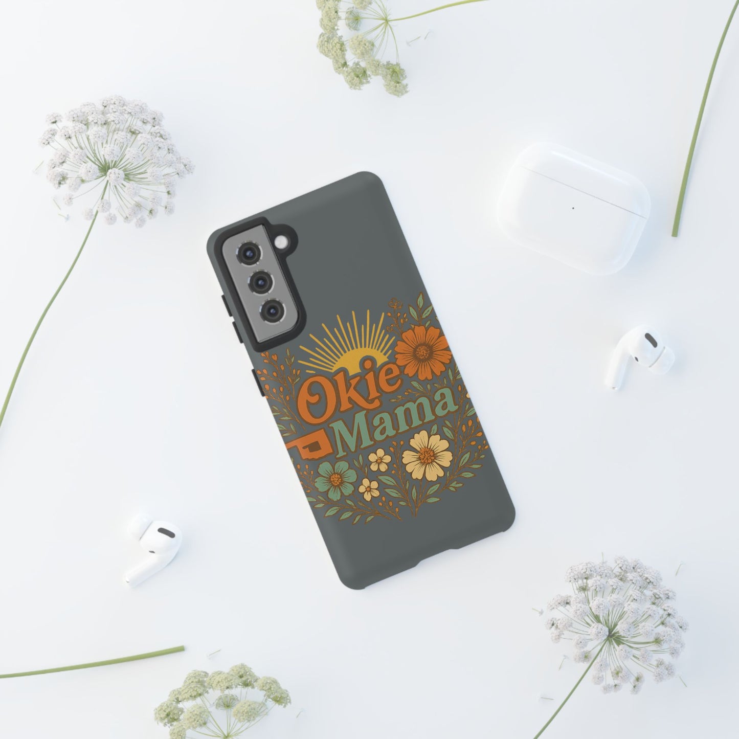 Floral Phone Case for Okie Mamas, Custom Tough Case, Gift for Mothers Day, Birthday, Stylish Phone Cover, Nature-Inspired Design