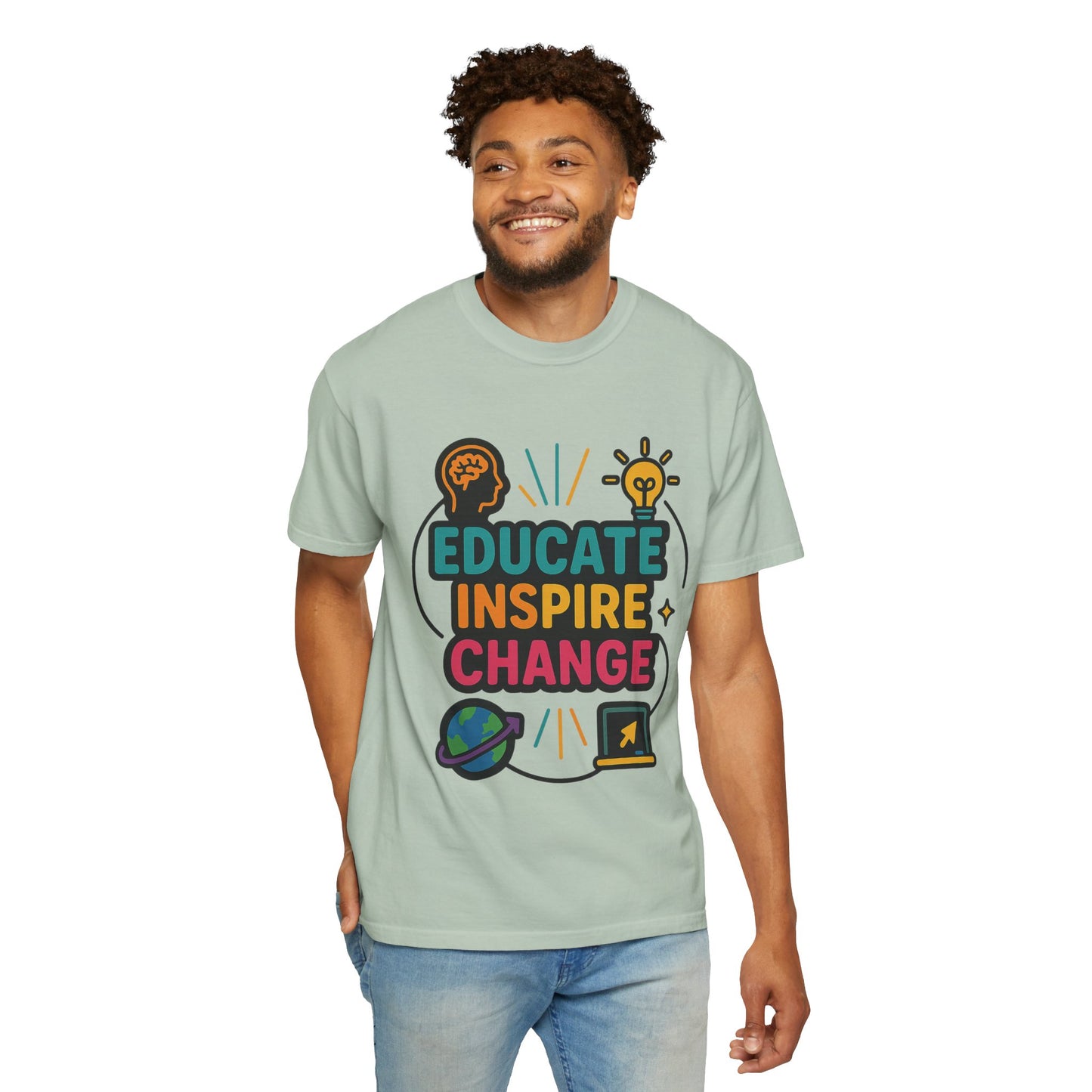Inspire Change Comfort Colors T-Shirt, Motivational Tee, Educate Inspire Change Shirt, Unisex Graphic Tee, Gift for Teachers, Educational Apparel