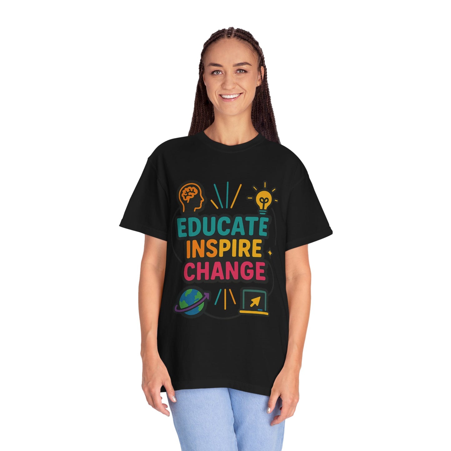 Inspire Change Comfort Colors T-Shirt, Motivational Tee, Educate Inspire Change Shirt, Unisex Graphic Tee, Gift for Teachers, Educational Apparel