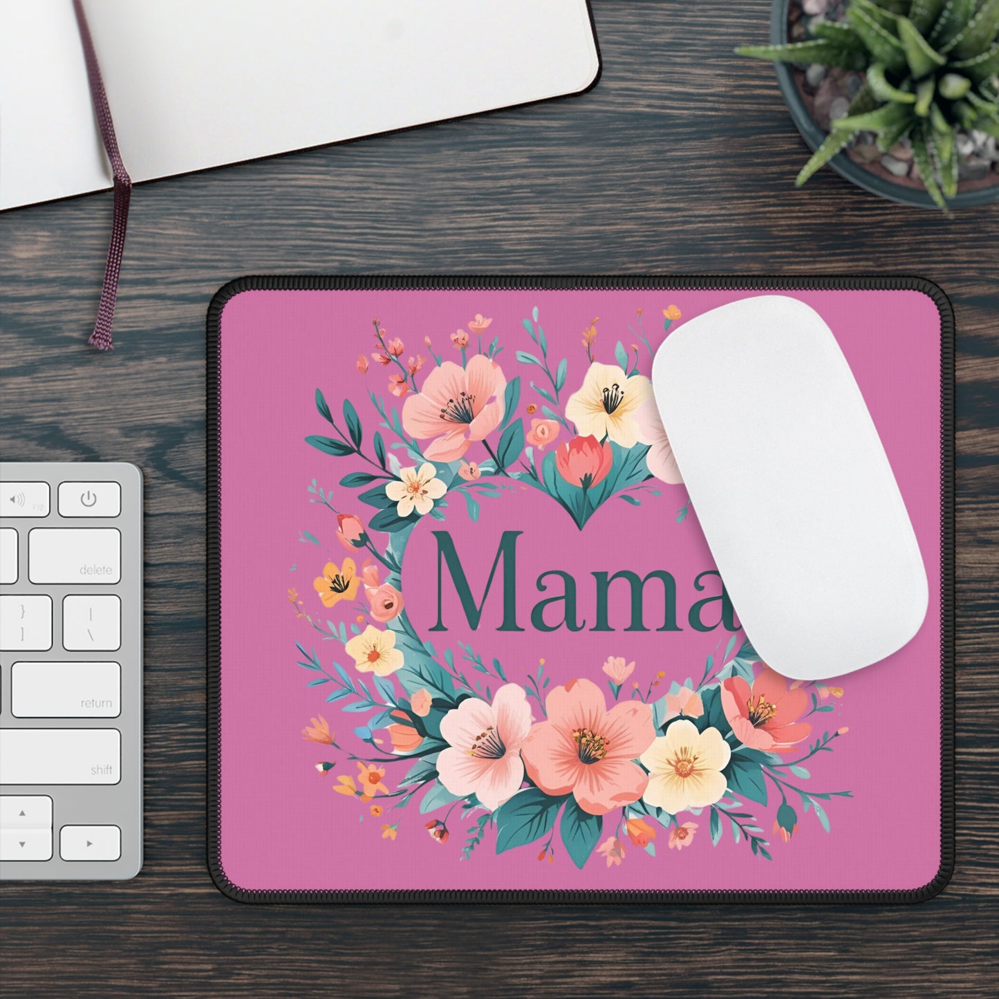Floral Mama Gaming Mouse Pad - Cute Desk Accessory for Moms, Gamer Gifts, Mom Appreciation, Office Decor, Mother's Day, Floral Mousepad
