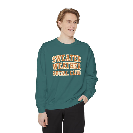 Sweater Weather Club Comfort Colors Sweatshirt, Cozy Fall Apparel, Trendy Unisex Sweatshirt, Autumn Fashion, Gift for Sweater Lovers
