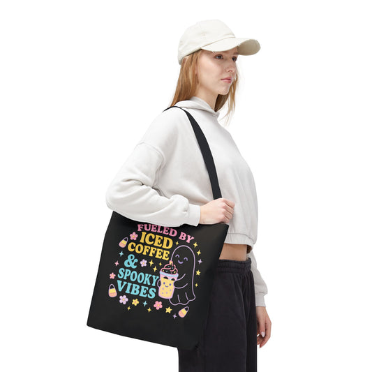 Spooky Vibes Tote Bag - Iced Coffee Lover's Accessory, Shopping Bag, Gift, Halloween Decor, Beach Bag, Everyday Use