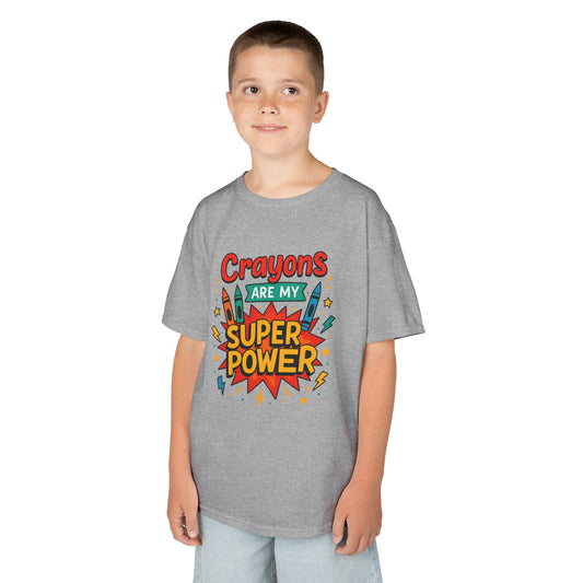 Kids Super Power Tee - Fun Crayon Design, Teacher Gift, Birthday Party, Kids' Activities, Art Enthusiast, Creative Wear