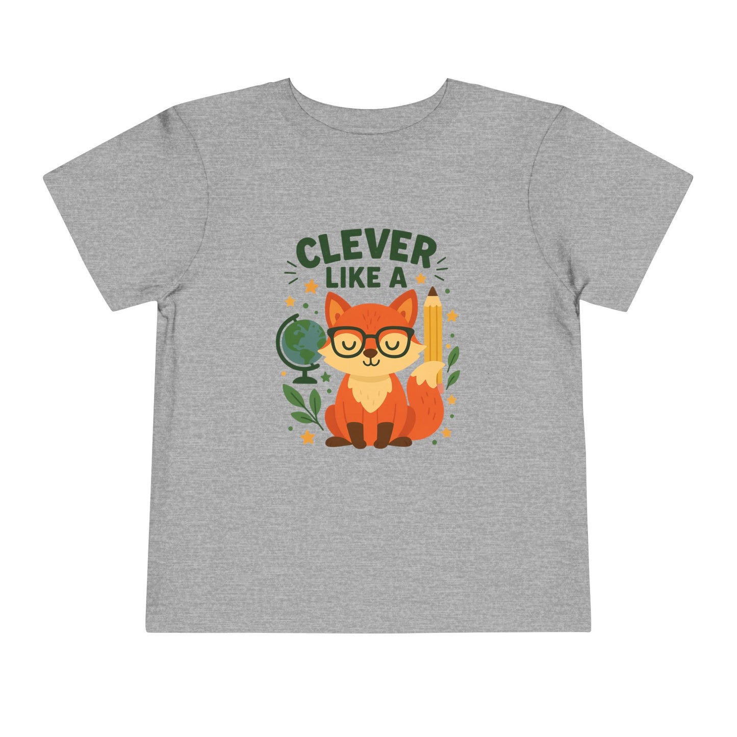 Clever Like A Fox Toddler Tee, Cute Kids T-Shirt, Back To School Shirt, Gift for Child, Toddler Apparel, Fun Graphic Tee