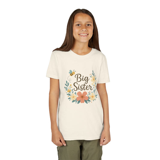 Big Sister Floral Youth Tee, Cute Kids Shirt, Gift for Siblings, Birthday, Family Celebrations, Baby Announcement, Spring Style