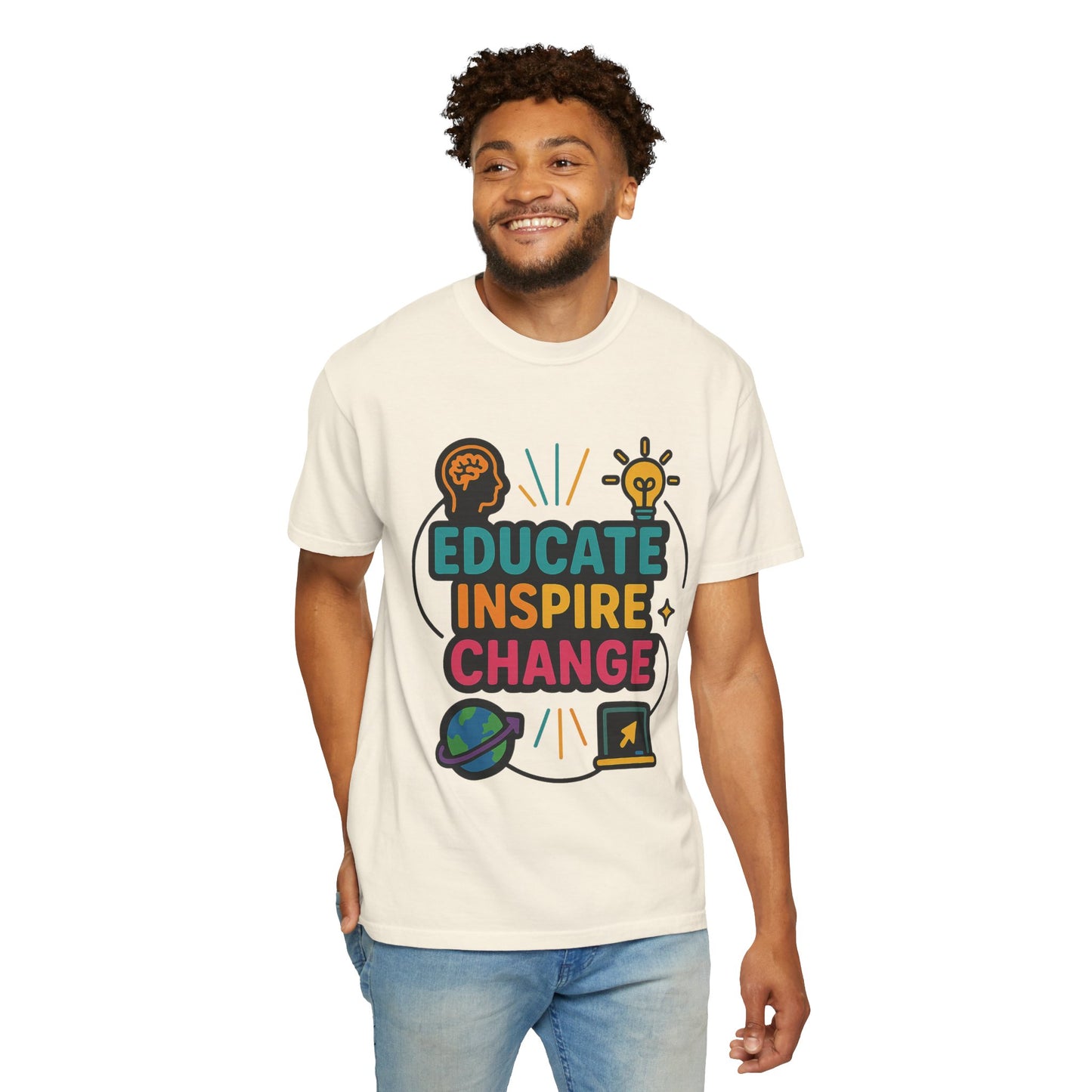 Inspire Change Comfort Colors T-Shirt, Motivational Tee, Educate Inspire Change Shirt, Unisex Graphic Tee, Gift for Teachers, Educational Apparel