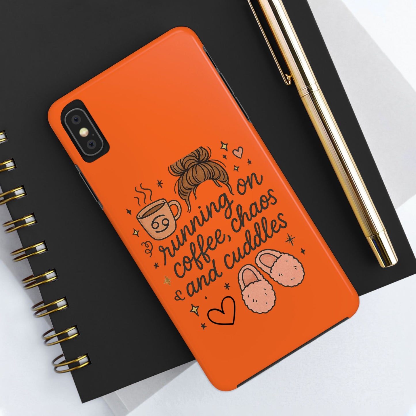 Cute Coffee Chaos Phone Case - Running on Coffee, Chaos & Cuddles, Stylish Tough Case for Coffee Lovers, Gift for Friends, Cute Phone Cover