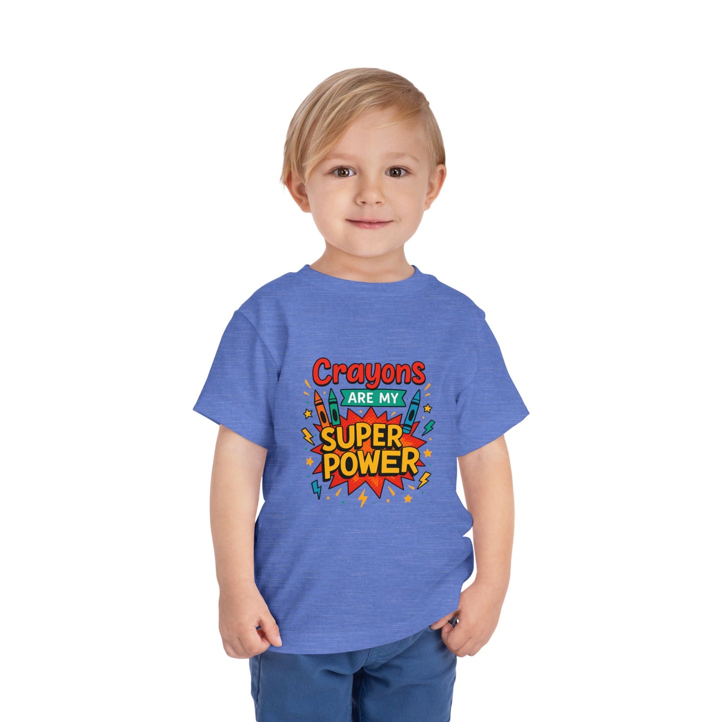 Toddler Super Power Tee, Kids' T-Shirt, Crayon Design, Gift for Preschoolers, Fun Summer Outfit, Birthday Gift Idea