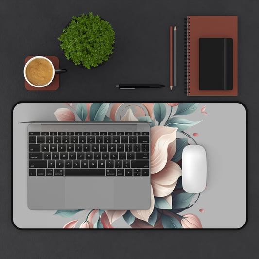 Floral Desk Mat - Elegant Office Decor, Mouse Pad, Game Setup, Housewarming Gift, Home Office Essential