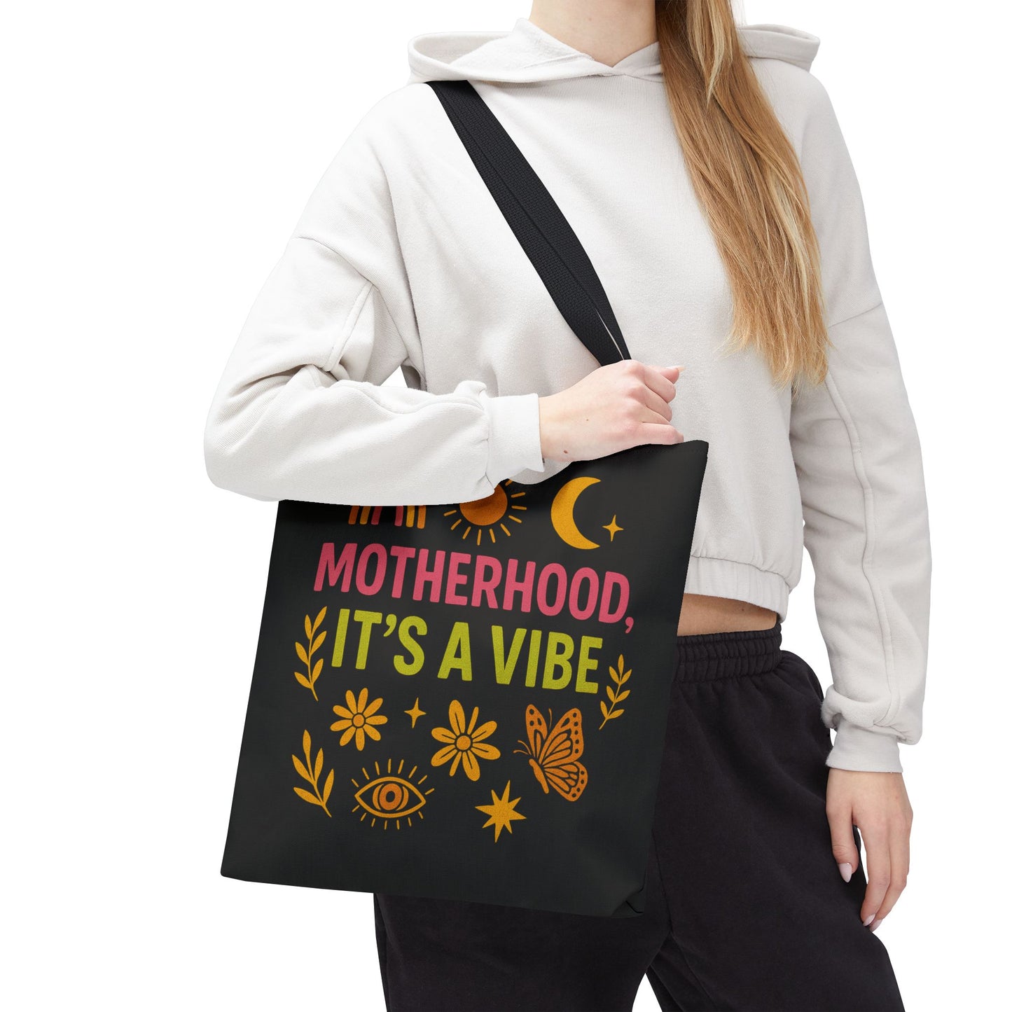 Motherhood Vibe Tote Bag - Stylish Canvas Bag for Moms, Gift for Mother's Day, Eco-Friendly Tote, Versatile Shopping Bag, Trendy Gift Idea