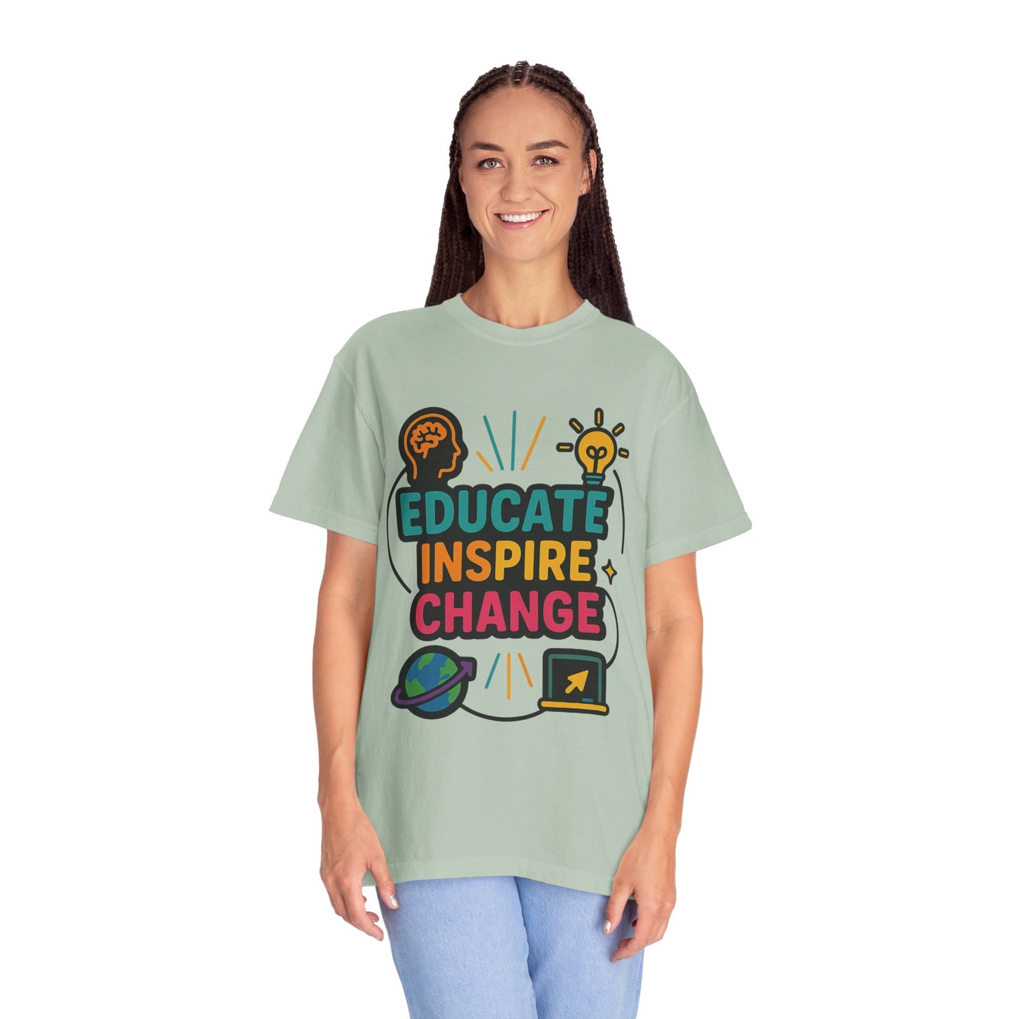 Inspire Change Comfort Colors T-Shirt, Motivational Tee, Educate Inspire Change Shirt, Unisex Graphic Tee, Gift for Teachers, Educational Apparel