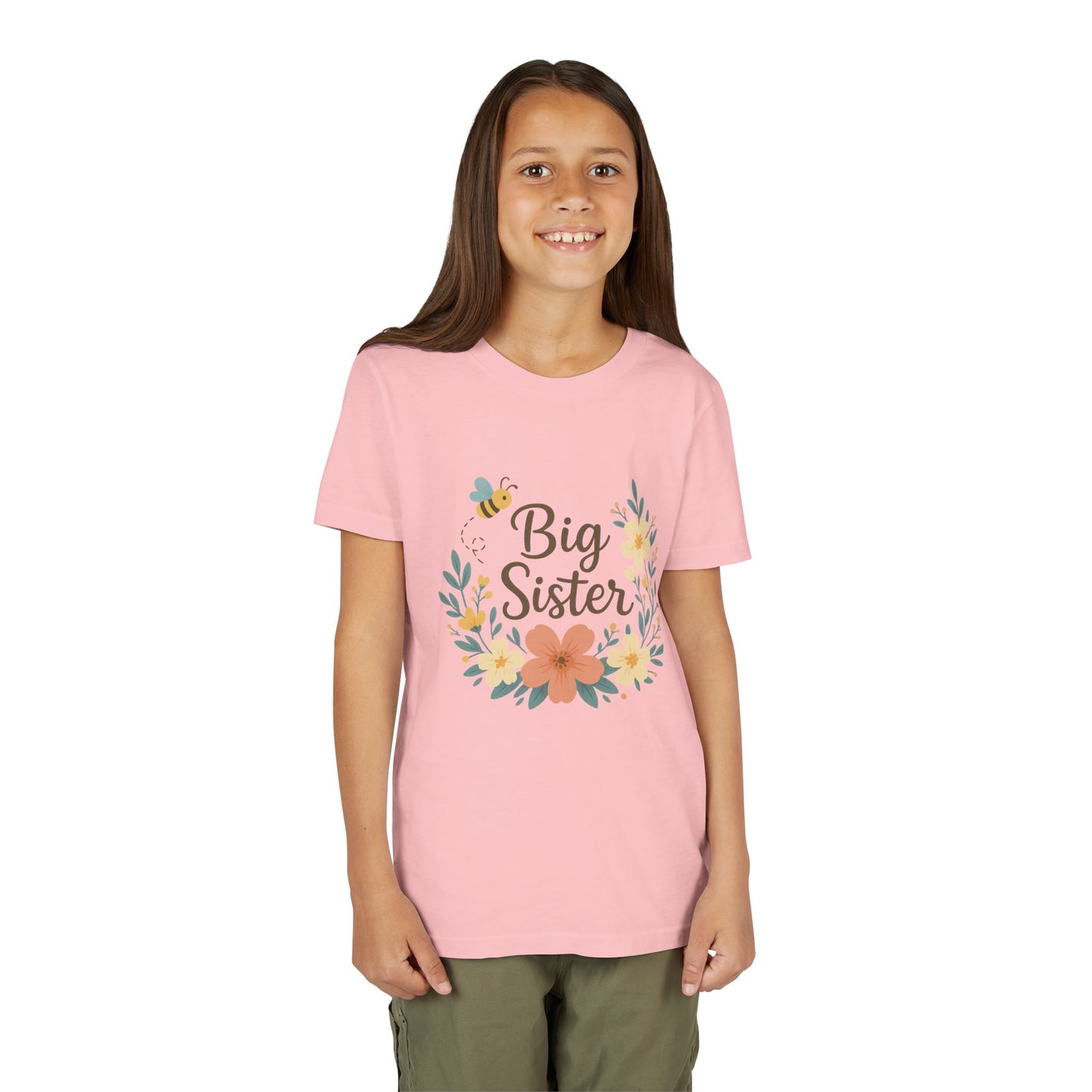Big Sister Floral Youth Tee, Cute Kids Shirt, Gift for Siblings, Birthday, Family Celebrations, Baby Announcement, Spring Style