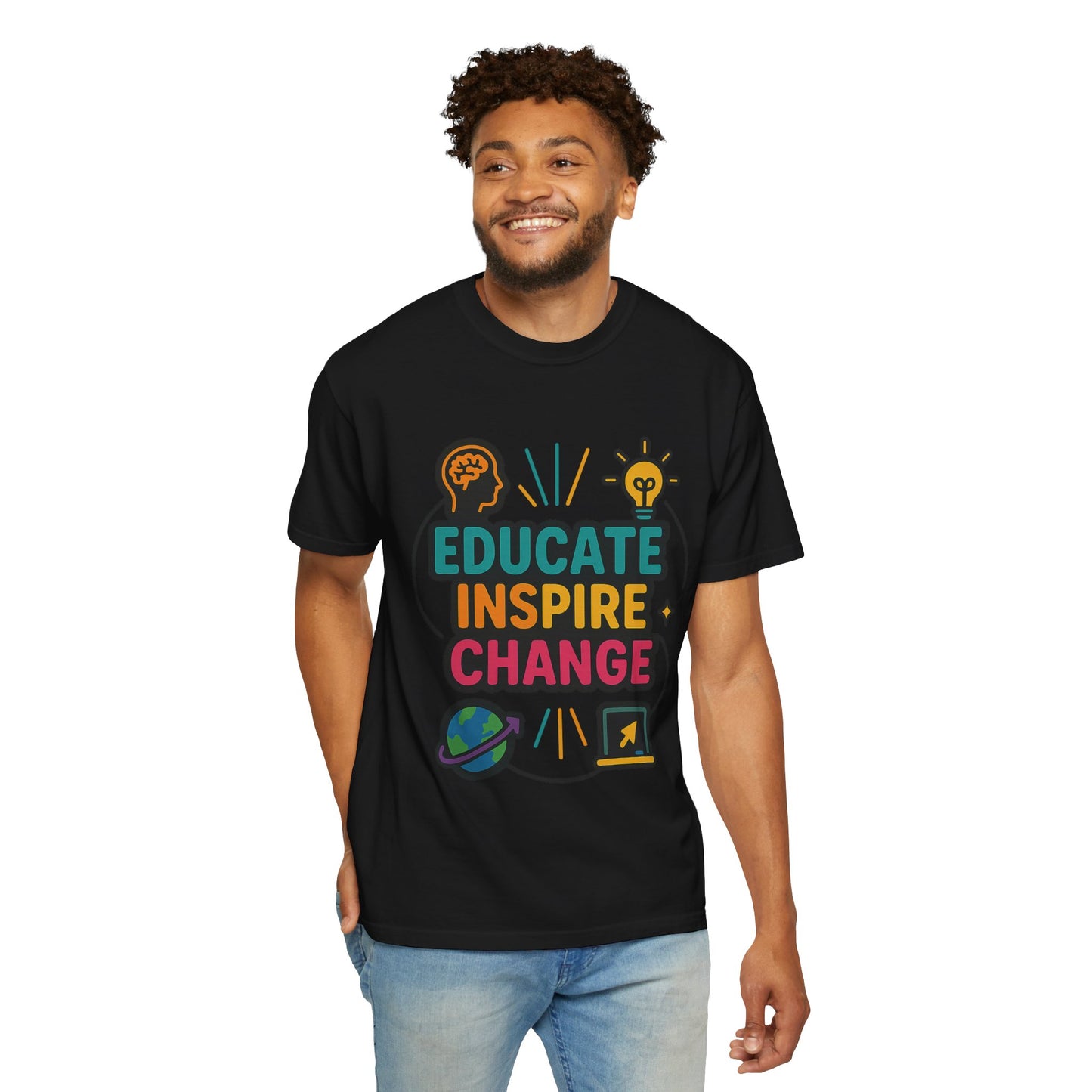 Inspire Change Comfort Colors T-Shirt, Motivational Tee, Educate Inspire Change Shirt, Unisex Graphic Tee, Gift for Teachers, Educational Apparel