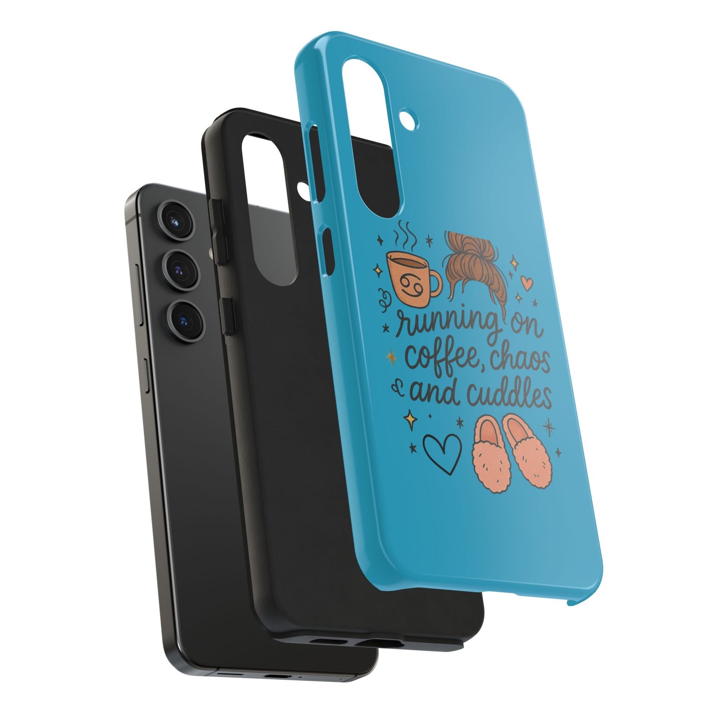 Cute Coffee Chaos Phone Case - Running on Coffee, Chaos & Cuddles, Stylish Tough Case for Coffee Lovers, Gift for Friends, Cute Phone Cover