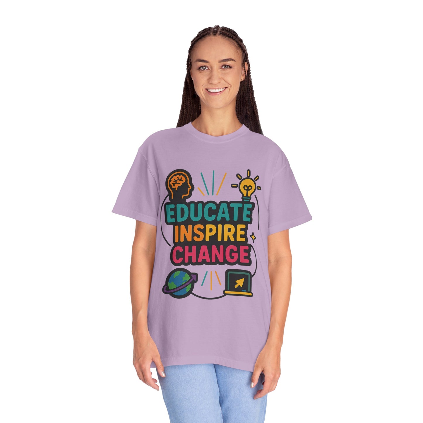 Inspire Change Comfort Colors T-Shirt, Motivational Tee, Educate Inspire Change Shirt, Unisex Graphic Tee, Gift for Teachers, Educational Apparel