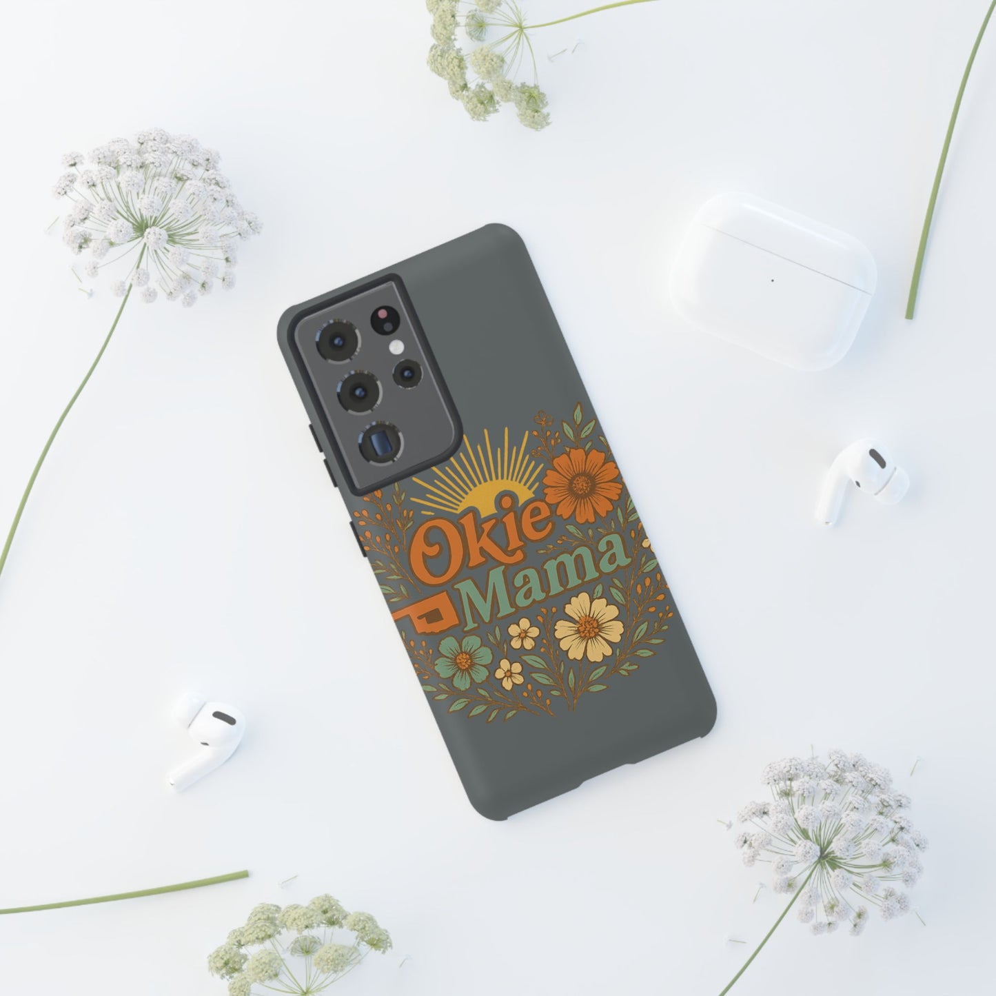 Floral Phone Case for Okie Mamas, Custom Tough Case, Gift for Mothers Day, Birthday, Stylish Phone Cover, Nature-Inspired Design