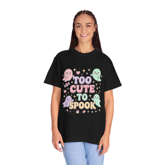 Too Cute to Spook Comfort Colors T-Shirt, Halloween Tee, Unisex Garment-Dyed Shirt, Cute Ghosts Tee, Casual Fall Fashion
