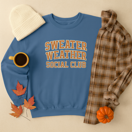 Sweater Weather Club Comfort Colors Sweatshirt, Cozy Fall Apparel, Trendy Unisex Sweatshirt, Autumn Fashion, Gift for Sweater Lovers