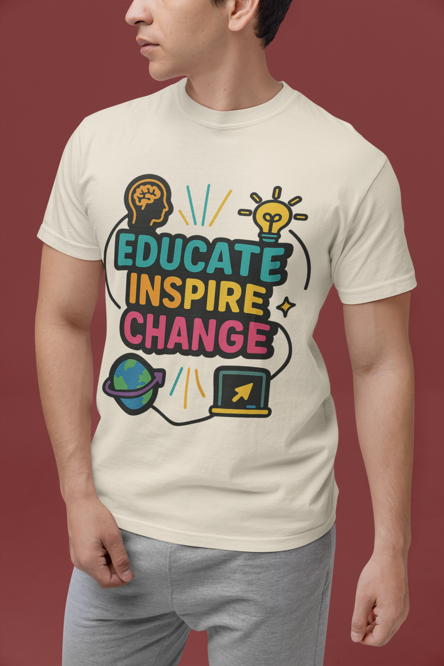 Inspire Change Comfort Colors T-Shirt, Motivational Tee, Educate Inspire Change Shirt, Unisex Graphic Tee, Gift for Teachers, Educational Apparel