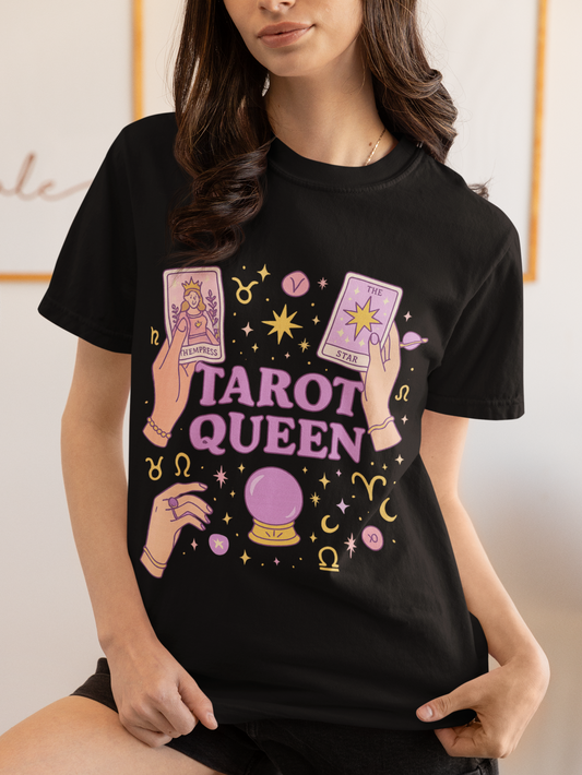 Tarot Queen Graphic Tee, Unisex T-Shirt, Astrology Apparel, Gift for Tarot Lovers, Boho Style Clothing, Spiritual Fashion